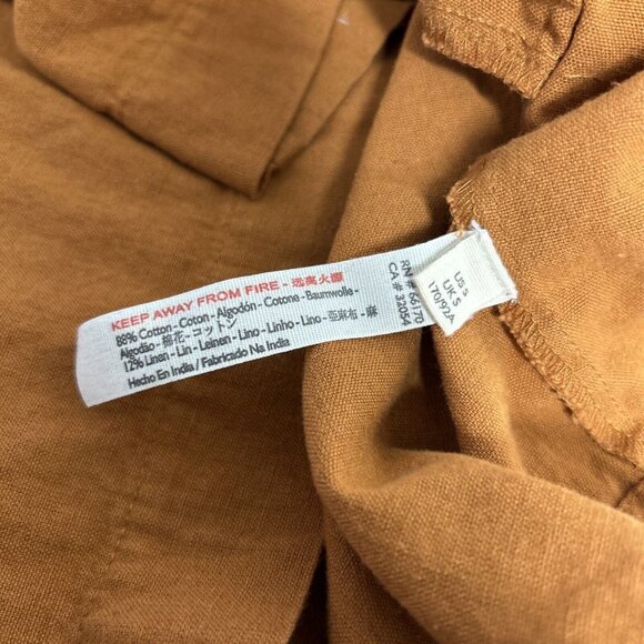 Free People Orange Linen Cotton Racerback Ruffle Neckline Faux Wrap Mini Dress S - Picture 8 of 11